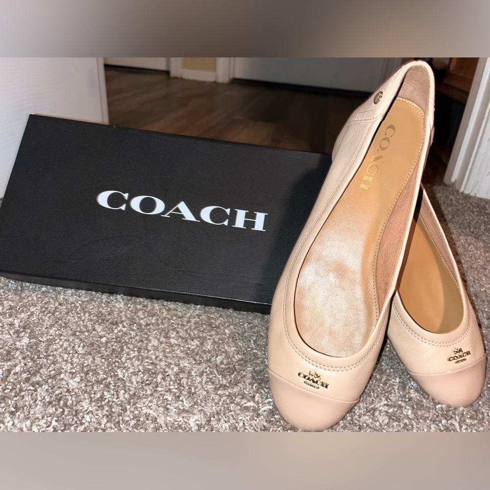 COACH CAP TOE NUDE BALLET FLATS